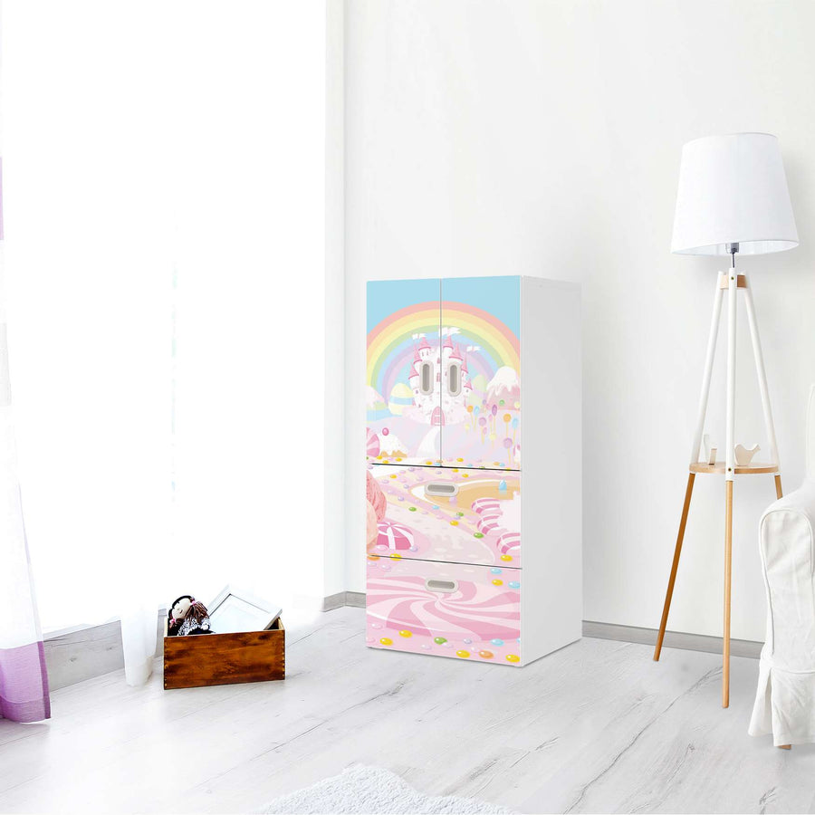 Möbelfolie Candyland - IKEA Stuva / Fritids kombiniert - 2 Schubladen und 2 kleine Türen - Kinderzimmer