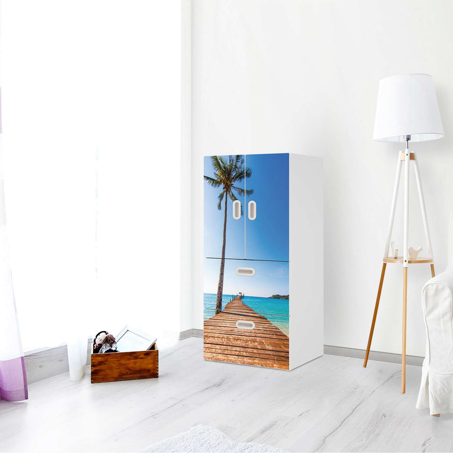 Möbelfolie Caribbean - IKEA Stuva / Fritids kombiniert - 2 Schubladen und 2 kleine Türen - Kinderzimmer