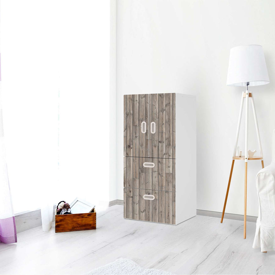 Möbelfolie Dark washed - IKEA Stuva / Fritids kombiniert - 2 Schubladen und 2 kleine Türen - Kinderzimmer