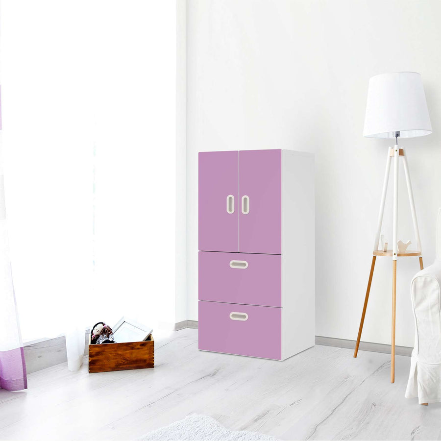 Möbelfolie Flieder Light - IKEA Stuva / Fritids kombiniert - 2 Schubladen und 2 kleine Türen - Kinderzimmer
