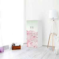 Möbelfolie Floral Doodle - IKEA Stuva / Fritids kombiniert - 2 Schubladen und 2 kleine Türen - Kinderzimmer