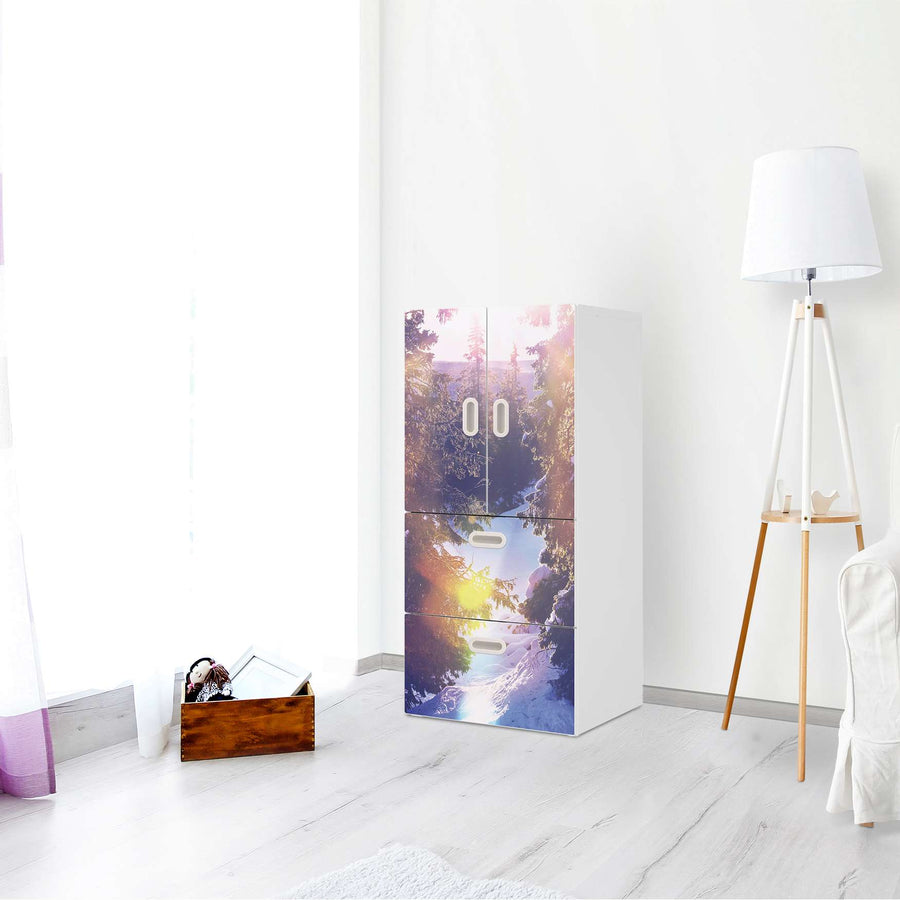 Möbelfolie Lichtflut - IKEA Stuva / Fritids kombiniert - 2 Schubladen und 2 kleine Türen - Kinderzimmer