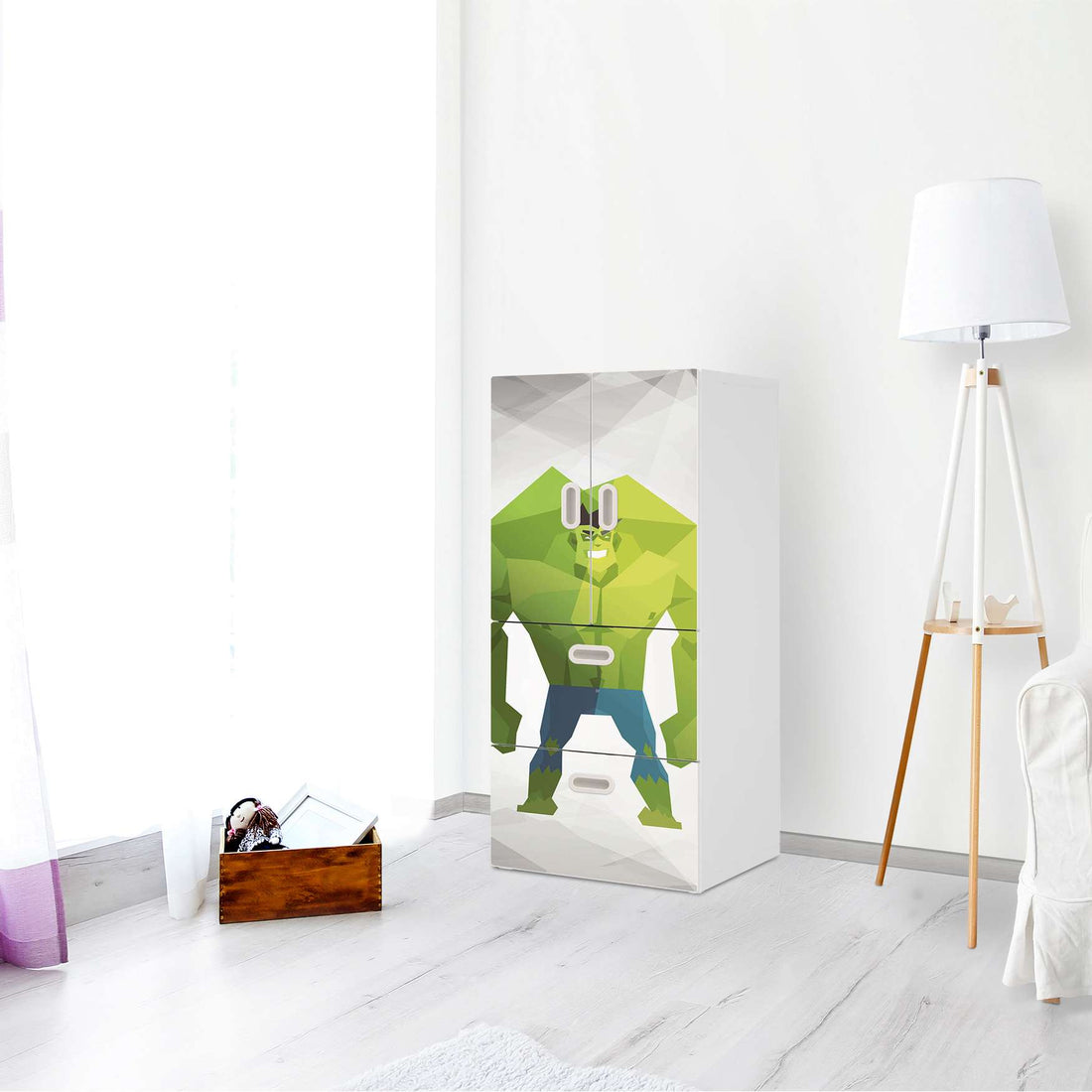 Möbelfolie Mr. Green - IKEA Stuva / Fritids kombiniert - 2 Schubladen und 2 kleine Türen - Kinderzimmer