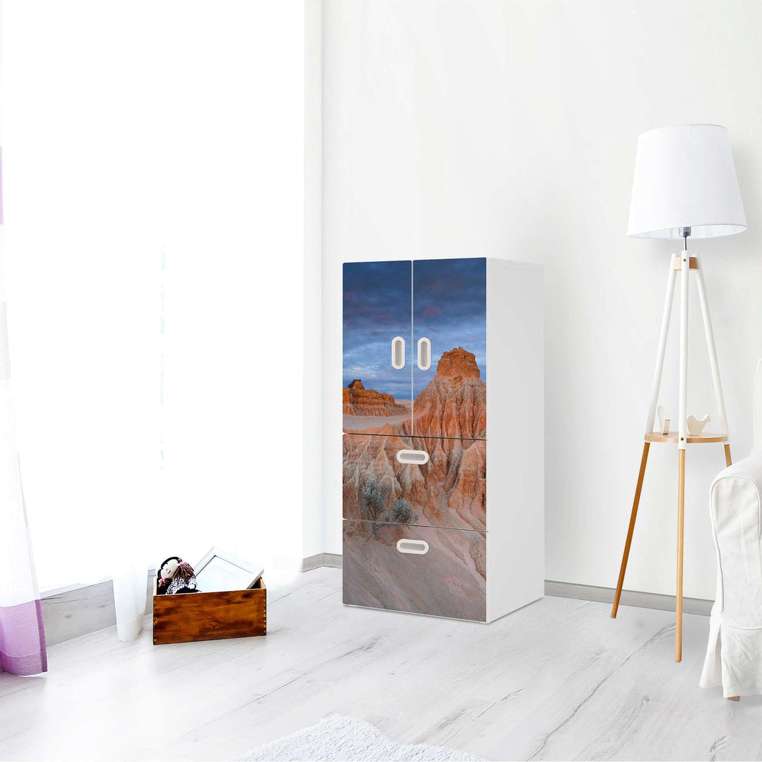 Möbelfolie Outback Australia - IKEA Stuva / Fritids kombiniert - 2 Schubladen und 2 kleine Türen - Kinderzimmer