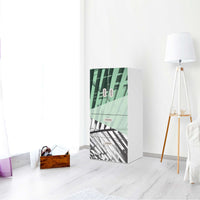 Möbelfolie Palmen mint - IKEA Stuva / Fritids kombiniert - 2 Schubladen und 2 kleine Türen - Kinderzimmer