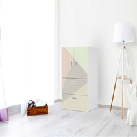Möbelfolie Pastell Geometrik - IKEA Stuva / Fritids kombiniert - 2 Schubladen und 2 kleine Türen - Kinderzimmer