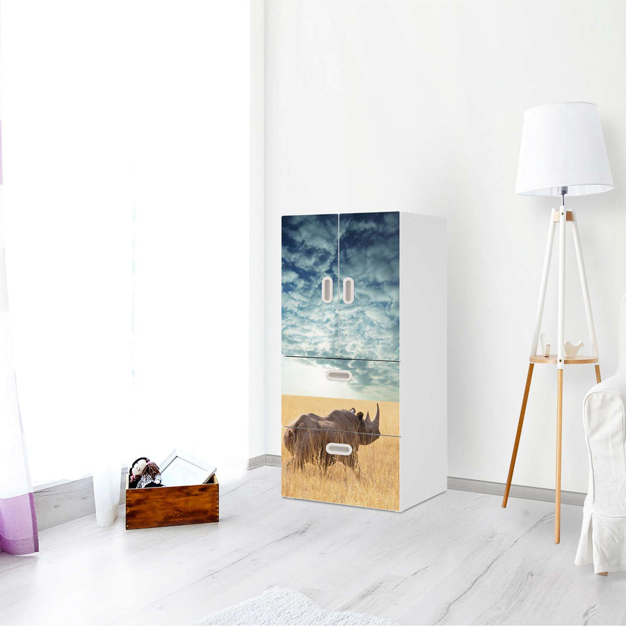 Möbelfolie Rhino - IKEA Stuva / Fritids kombiniert - 2 Schubladen und 2 kleine Türen - Kinderzimmer