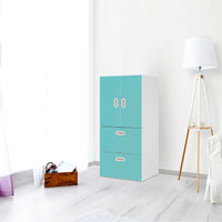 Möbelfolie Türkisgrün Light - IKEA Stuva / Fritids kombiniert - 2 Schubladen und 2 kleine Türen - Kinderzimmer