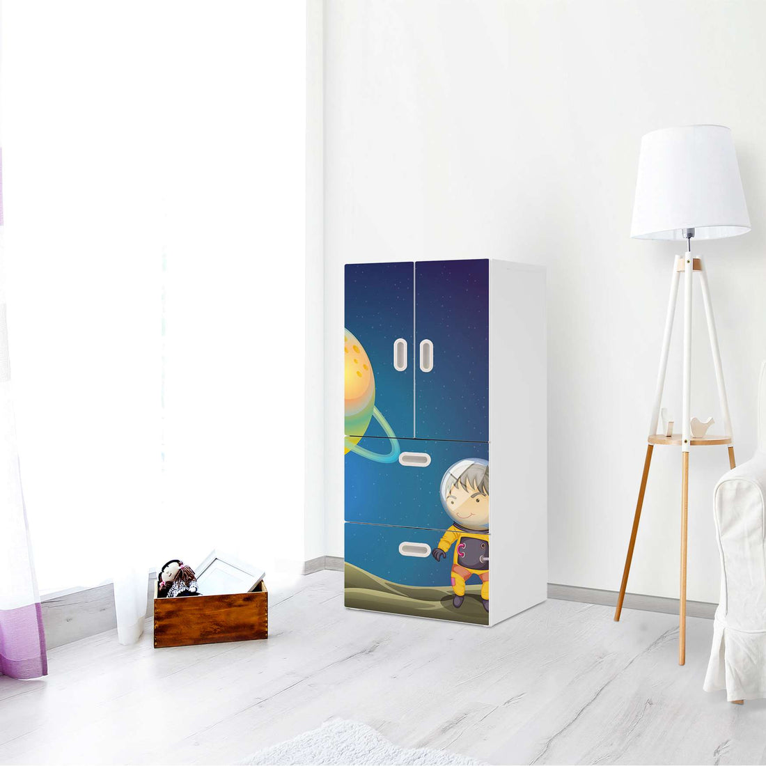 Möbelfolie Young Explorer - IKEA Stuva / Fritids kombiniert - 2 Schubladen und 2 kleine Türen - Kinderzimmer