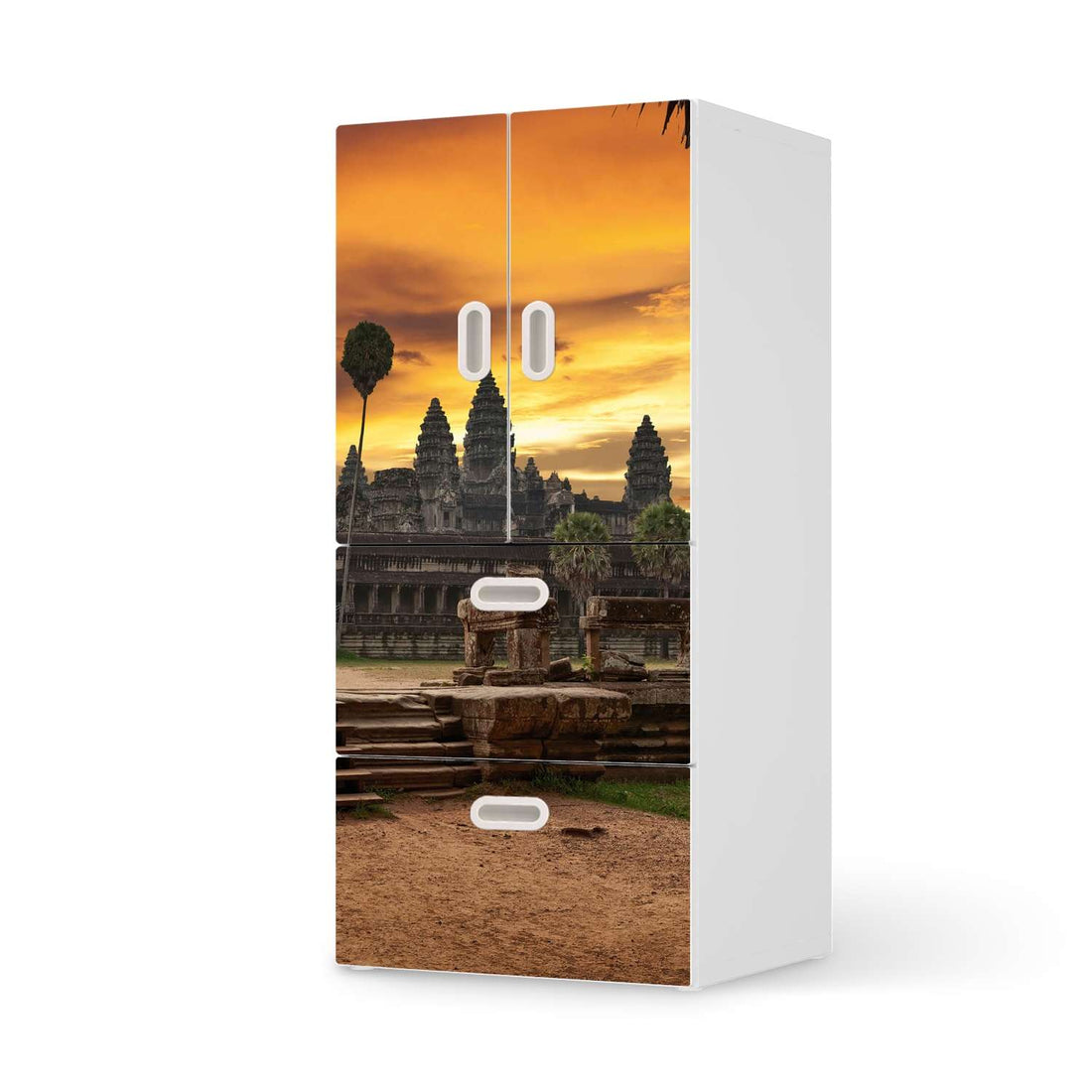 Möbelfolie Angkor Wat - IKEA Stuva / Fritids kombiniert - 2 Schubladen und 2 kleine Türen  - weiss