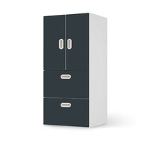 Möbelfolie Blaugrau Dark - IKEA Stuva / Fritids kombiniert - 2 Schubladen und 2 kleine Türen  - weiss