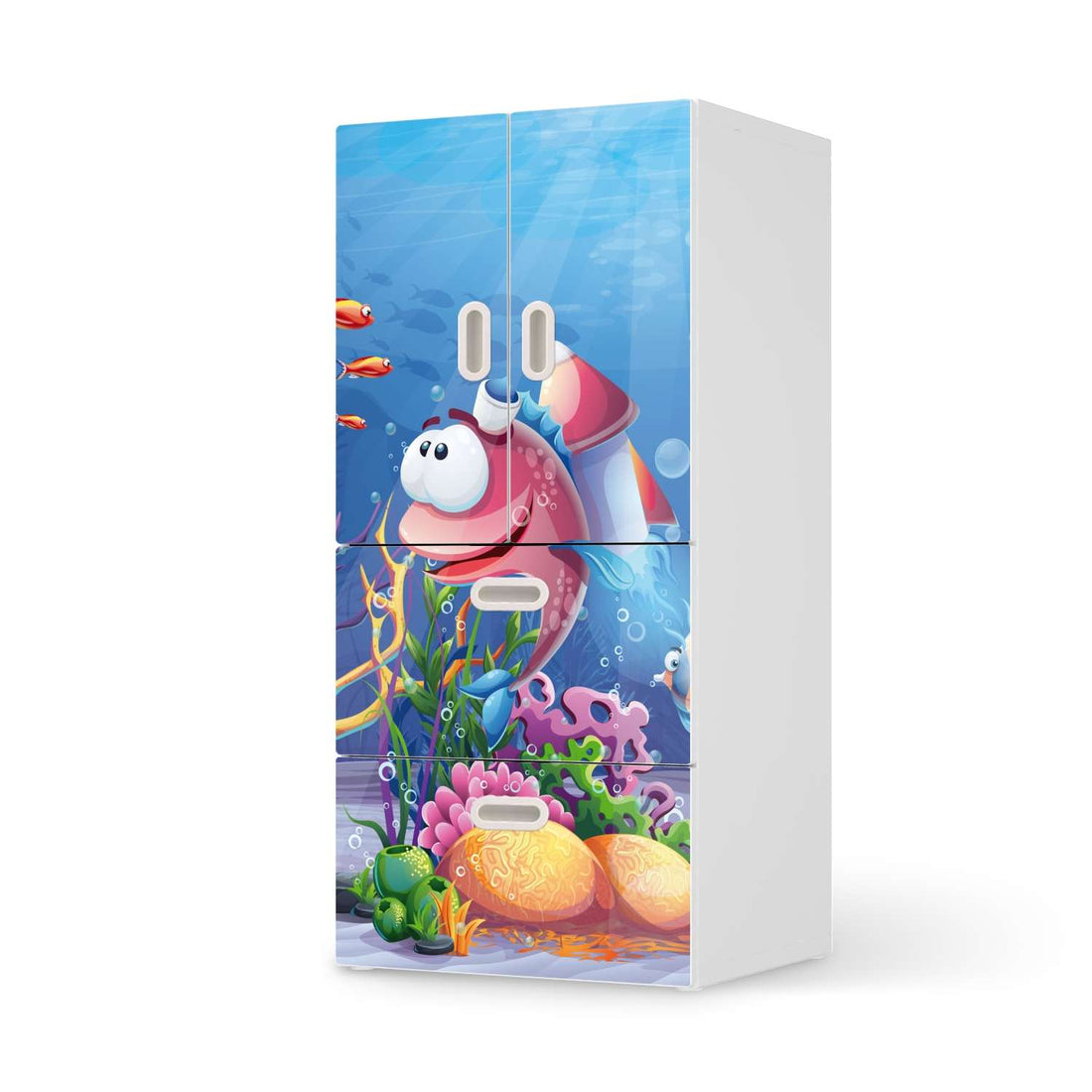 Möbelfolie Bubbles - IKEA Stuva / Fritids kombiniert - 2 Schubladen und 2 kleine Türen  - weiss