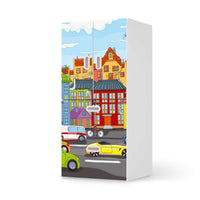Möbelfolie City Life - IKEA Stuva / Fritids kombiniert - 2 Schubladen und 2 kleine Türen  - weiss