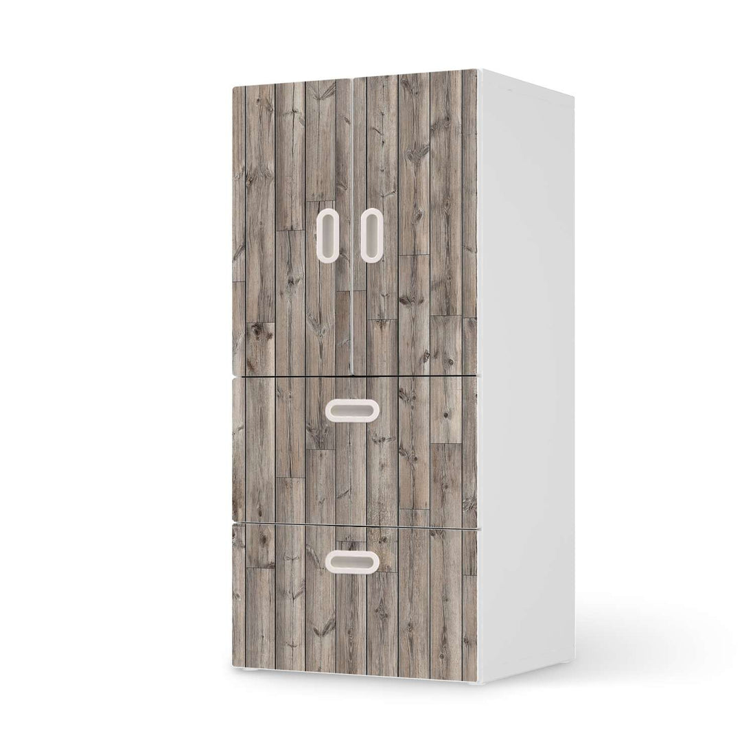Möbelfolie Dark washed - IKEA Stuva / Fritids kombiniert - 2 Schubladen und 2 kleine Türen  - weiss