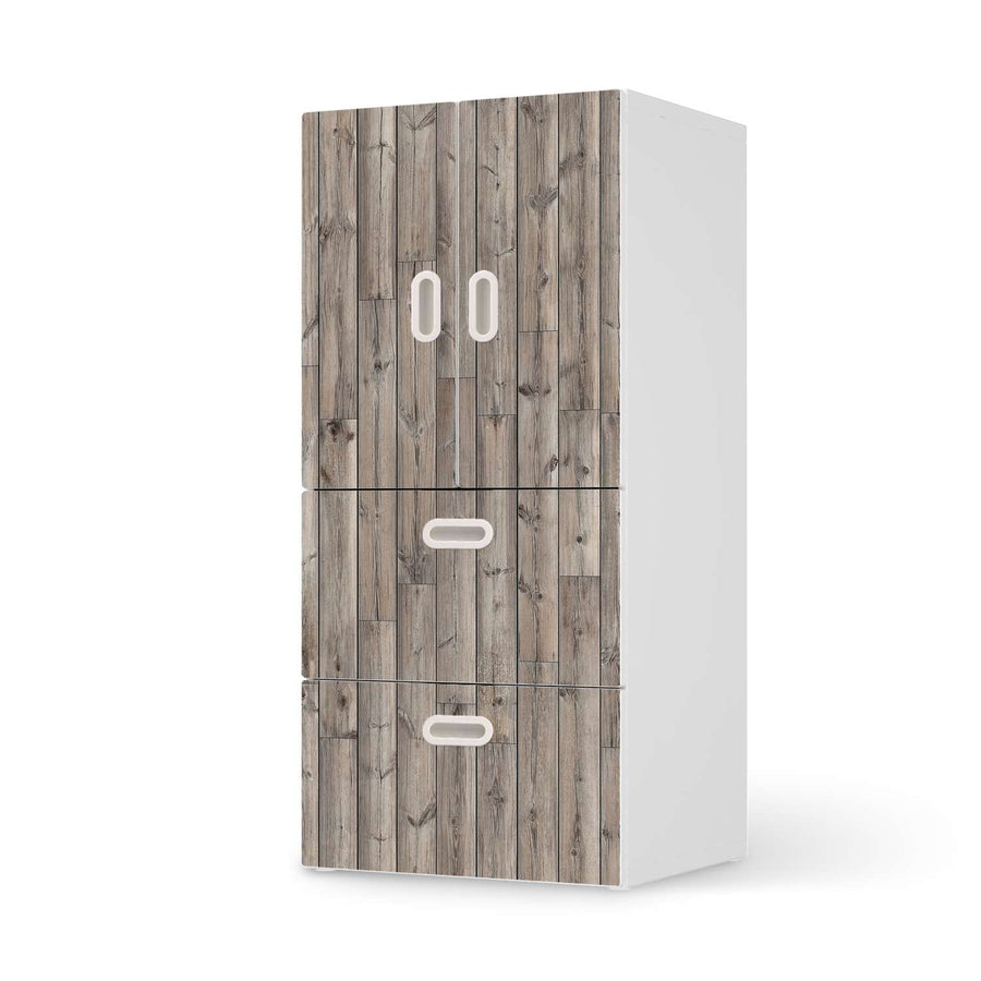 Möbelfolie Dark washed - IKEA Stuva / Fritids kombiniert - 2 Schubladen und 2 kleine Türen  - weiss