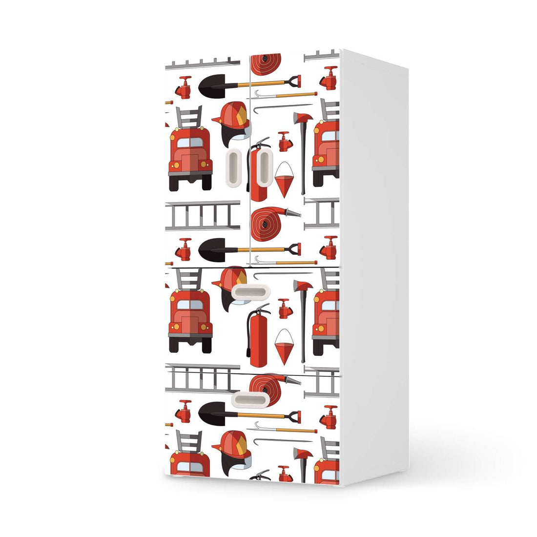Möbelfolie Firefighter - IKEA Stuva / Fritids kombiniert - 2 Schubladen und 2 kleine Türen  - weiss