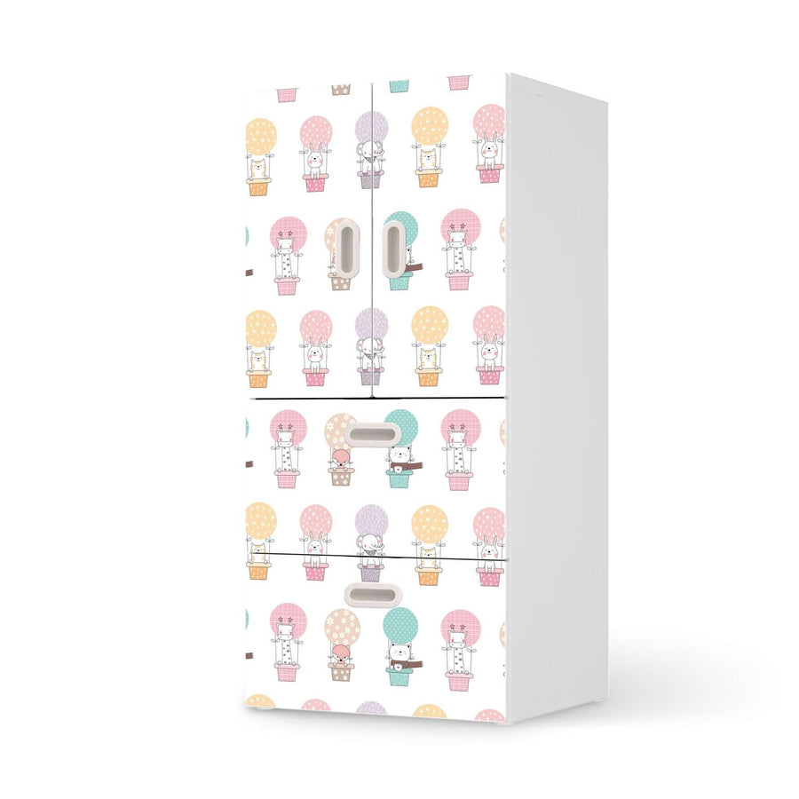 Möbelfolie Flying Animals - IKEA Stuva / Fritids kombiniert - 2 Schubladen und 2 kleine Türen  - weiss