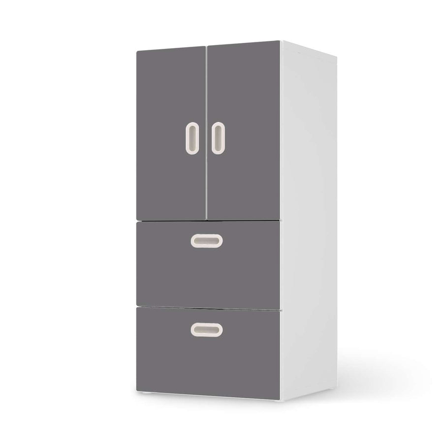 Möbelfolie Grau Light - IKEA Stuva / Fritids kombiniert - 2 Schubladen und 2 kleine Türen  - weiss