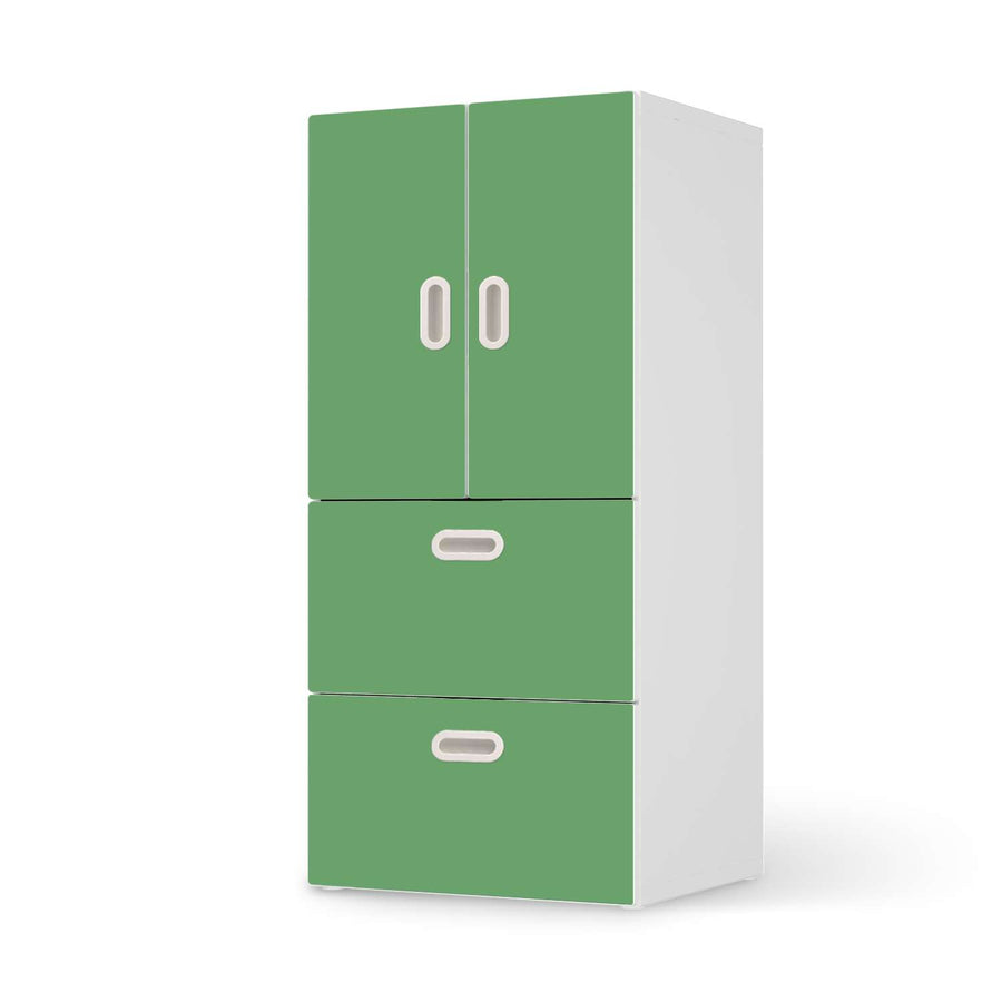 Möbelfolie Grün Light - IKEA Stuva / Fritids kombiniert - 2 Schubladen und 2 kleine Türen  - weiss