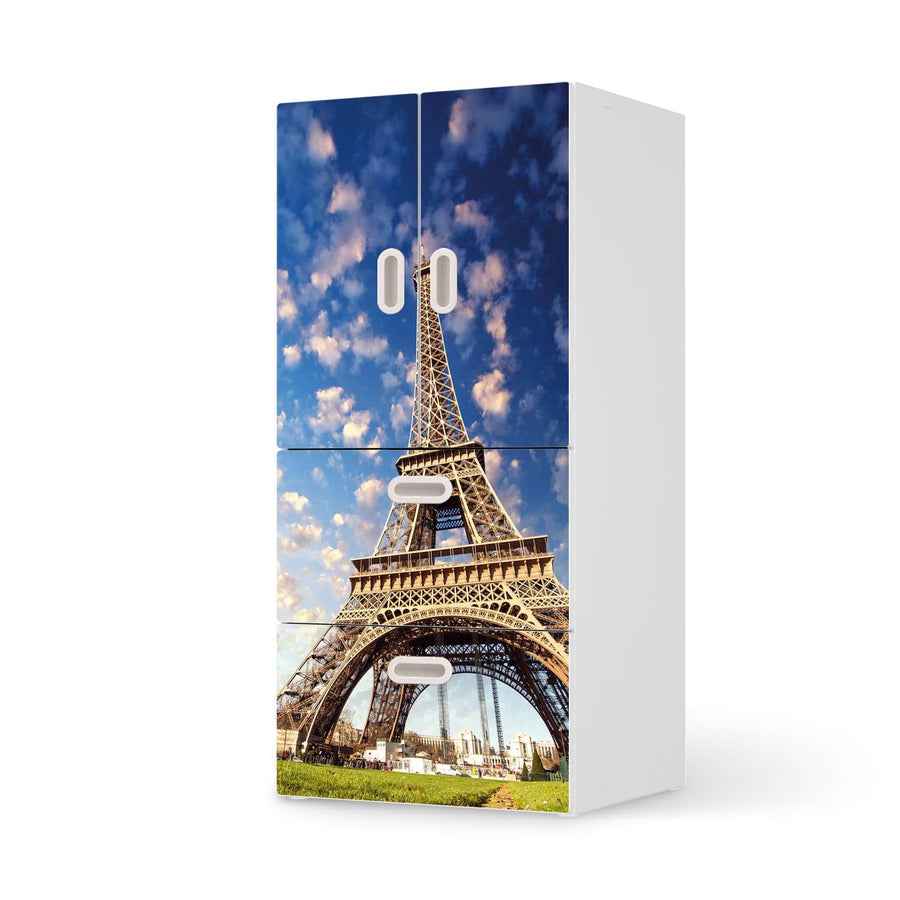 Möbelfolie La Tour Eiffel - IKEA Stuva / Fritids kombiniert - 2 Schubladen und 2 kleine Türen  - weiss