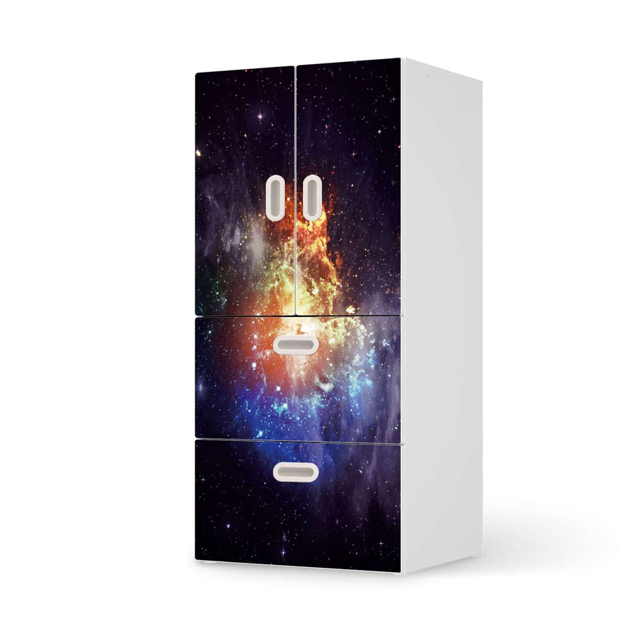 Möbelfolie Nebula - IKEA Stuva / Fritids kombiniert - 2 Schubladen und 2 kleine Türen  - weiss
