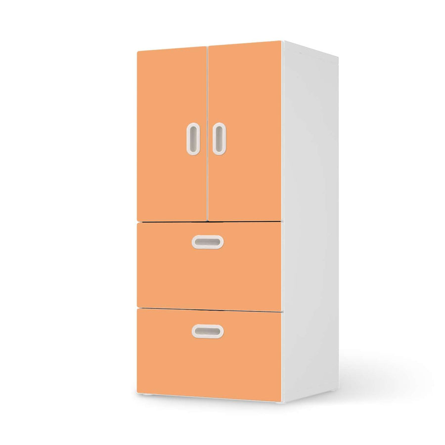 Möbelfolie Orange Light - IKEA Stuva / Fritids kombiniert - 2 Schubladen und 2 kleine Türen  - weiss
