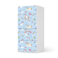 Möbelfolie Rainbow Unicorn - IKEA Stuva / Fritids kombiniert - 2 Schubladen und 2 kleine Türen  - weiss