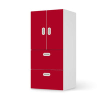 Möbelfolie Rot Dark - IKEA Stuva / Fritids kombiniert - 2 Schubladen und 2 kleine Türen  - weiss