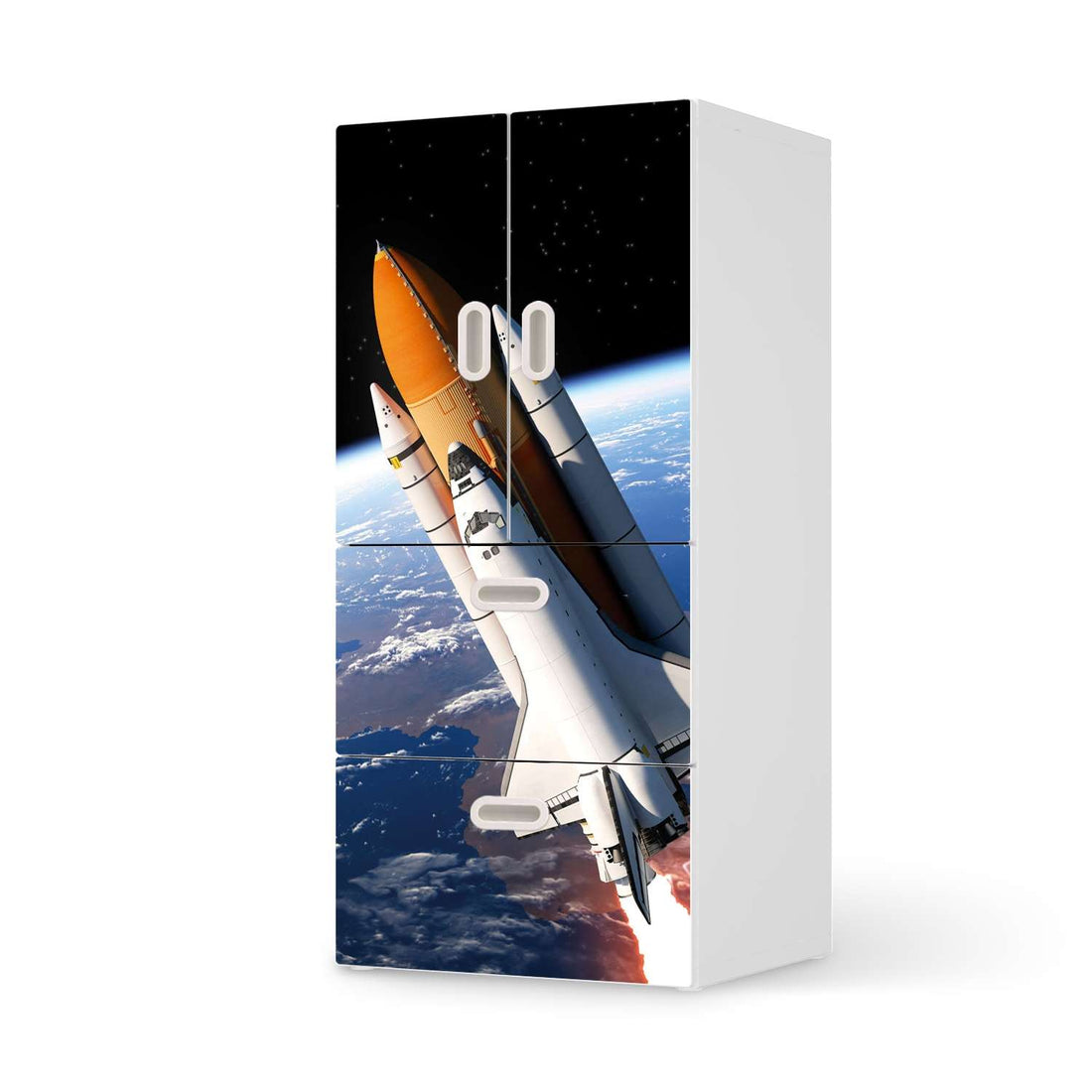 Möbelfolie Space Traveller - IKEA Stuva / Fritids kombiniert - 2 Schubladen und 2 kleine Türen  - weiss
