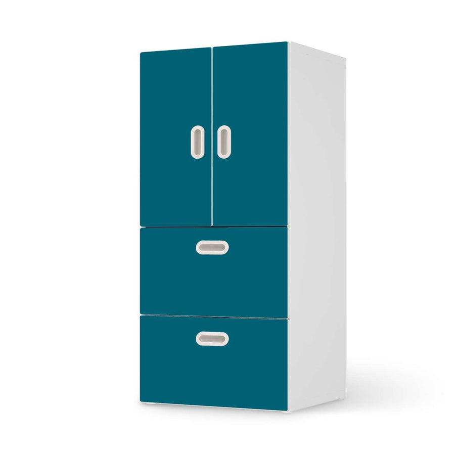 Möbelfolie Türkisgrün Dark - IKEA Stuva / Fritids kombiniert - 2 Schubladen und 2 kleine Türen  - weiss