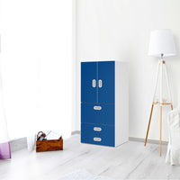 Möbelfolie Blau Dark - IKEA Stuva / Fritids kombiniert - 3 Schubladen und 2 kleine Türen - Kinderzimmer