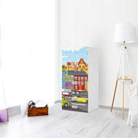 Möbelfolie City Life - IKEA Stuva / Fritids kombiniert - 3 Schubladen und 2 kleine Türen - Kinderzimmer