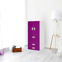 Möbelfolie Flieder Dark - IKEA Stuva / Fritids kombiniert - 3 Schubladen und 2 kleine Türen - Kinderzimmer