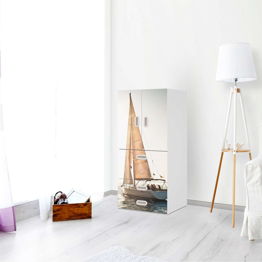 Möbelfolie Freedom - IKEA Stuva / Fritids kombiniert - 3 Schubladen und 2 kleine Türen - Kinderzimmer