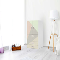 Möbelfolie Pastell Geometrik - IKEA Stuva / Fritids kombiniert - 3 Schubladen und 2 kleine Türen - Kinderzimmer