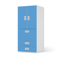 Möbelfolie Blau Light - IKEA Stuva / Fritids kombiniert - 3 Schubladen und 2 kleine Türen  - weiss