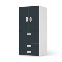 Möbelfolie Blaugrau Dark - IKEA Stuva / Fritids kombiniert - 3 Schubladen und 2 kleine Türen  - weiss