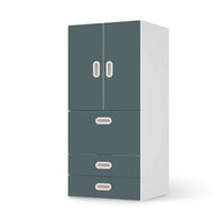 Möbelfolie Blaugrau Light - IKEA Stuva / Fritids kombiniert - 3 Schubladen und 2 kleine Türen  - weiss