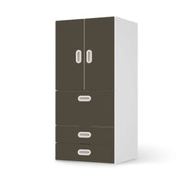Möbelfolie Braungrau Dark - IKEA Stuva / Fritids kombiniert - 3 Schubladen und 2 kleine Türen  - weiss