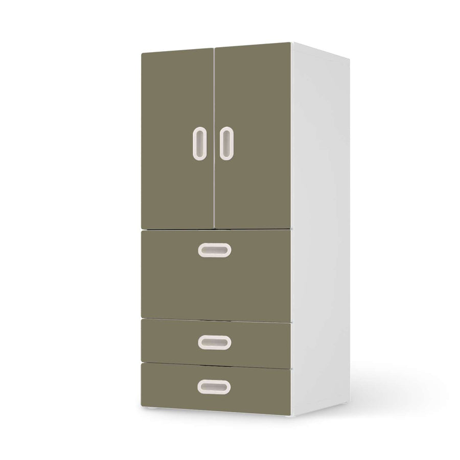 Möbelfolie Braungrau Light - IKEA Stuva / Fritids kombiniert - 3 Schubladen und 2 kleine Türen  - weiss