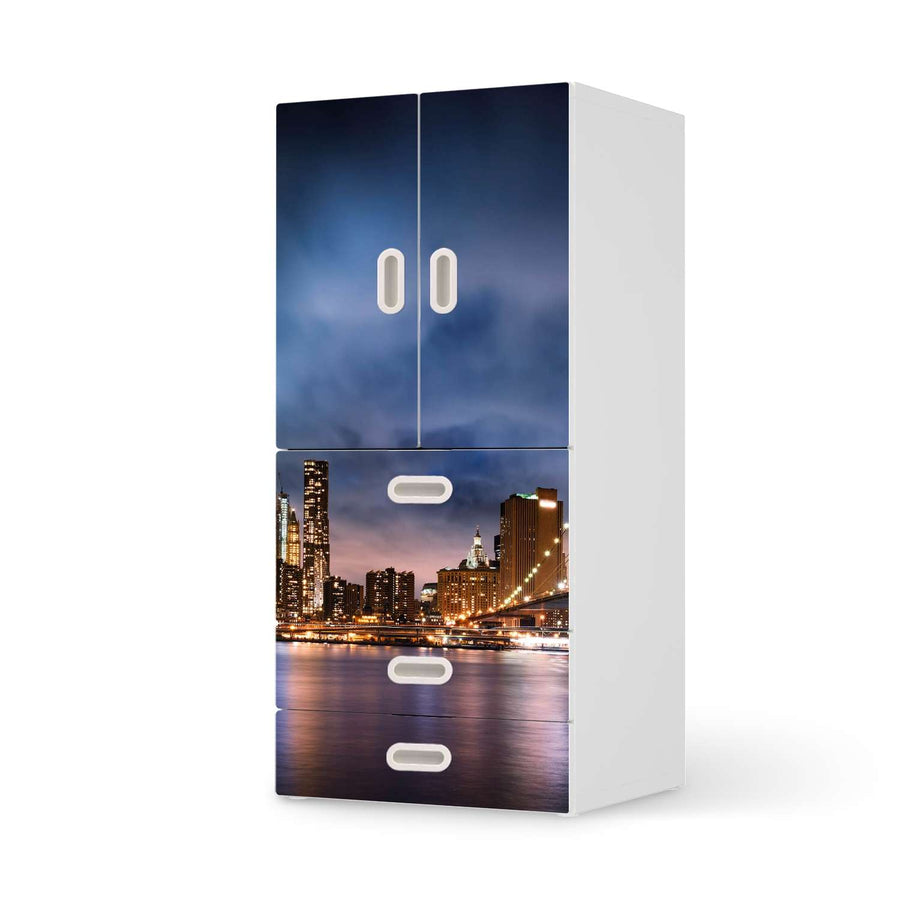 Möbelfolie Brooklyn Bridge - IKEA Stuva / Fritids kombiniert - 3 Schubladen und 2 kleine Türen  - weiss
