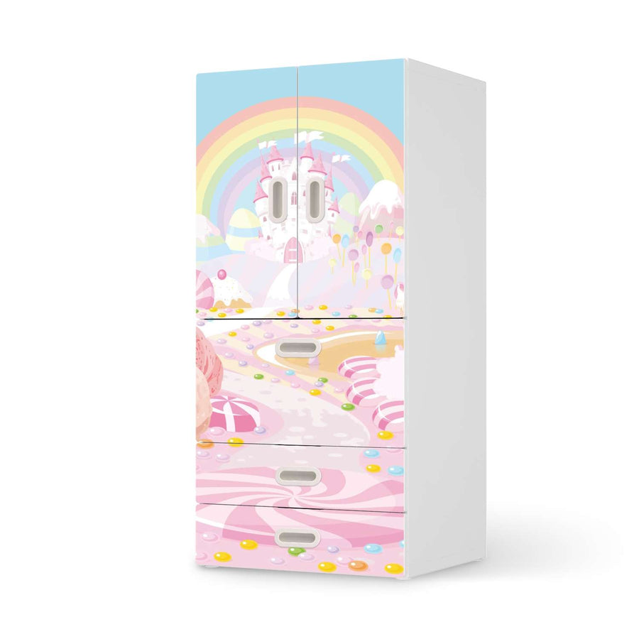 Möbelfolie Candyland - IKEA Stuva / Fritids kombiniert - 3 Schubladen und 2 kleine Türen  - weiss