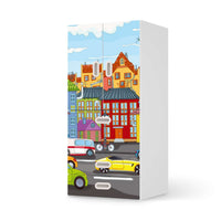 Möbelfolie City Life - IKEA Stuva / Fritids kombiniert - 3 Schubladen und 2 kleine Türen  - weiss