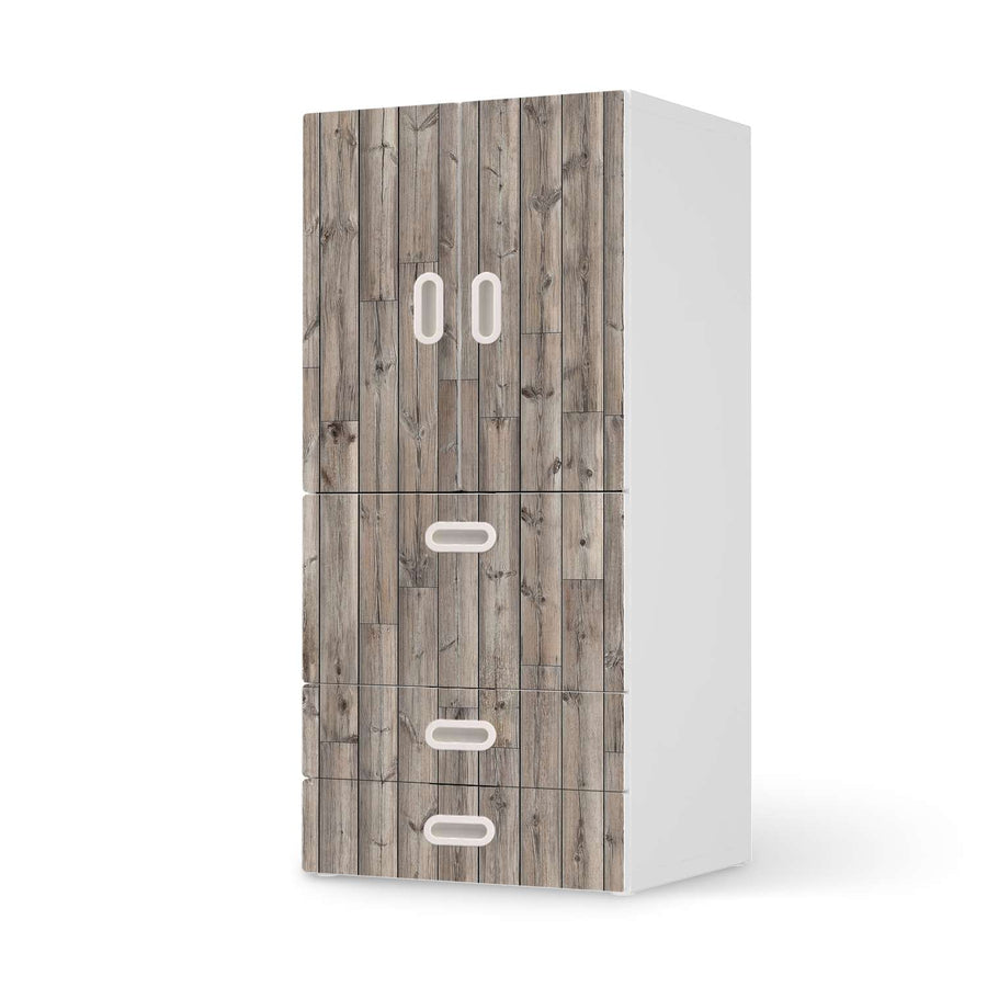 Möbelfolie Dark washed - IKEA Stuva / Fritids kombiniert - 3 Schubladen und 2 kleine Türen  - weiss