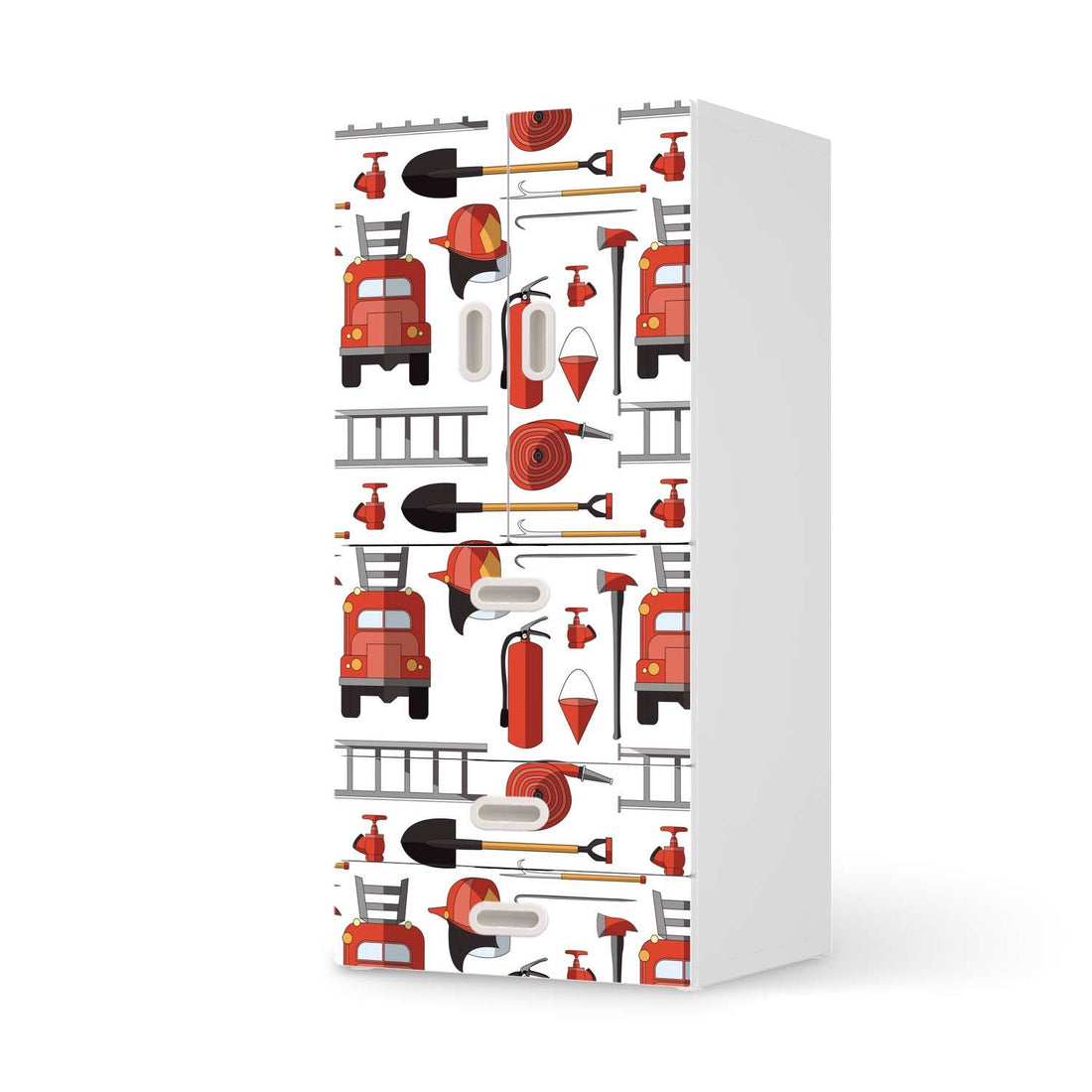 Möbelfolie Firefighter - IKEA Stuva / Fritids kombiniert - 3 Schubladen und 2 kleine Türen  - weiss
