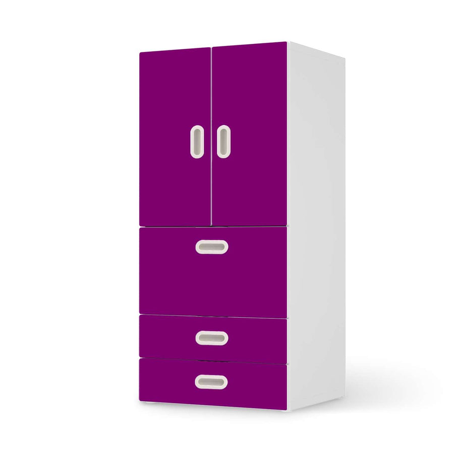 Möbelfolie Flieder Dark - IKEA Stuva / Fritids kombiniert - 3 Schubladen und 2 kleine Türen  - weiss