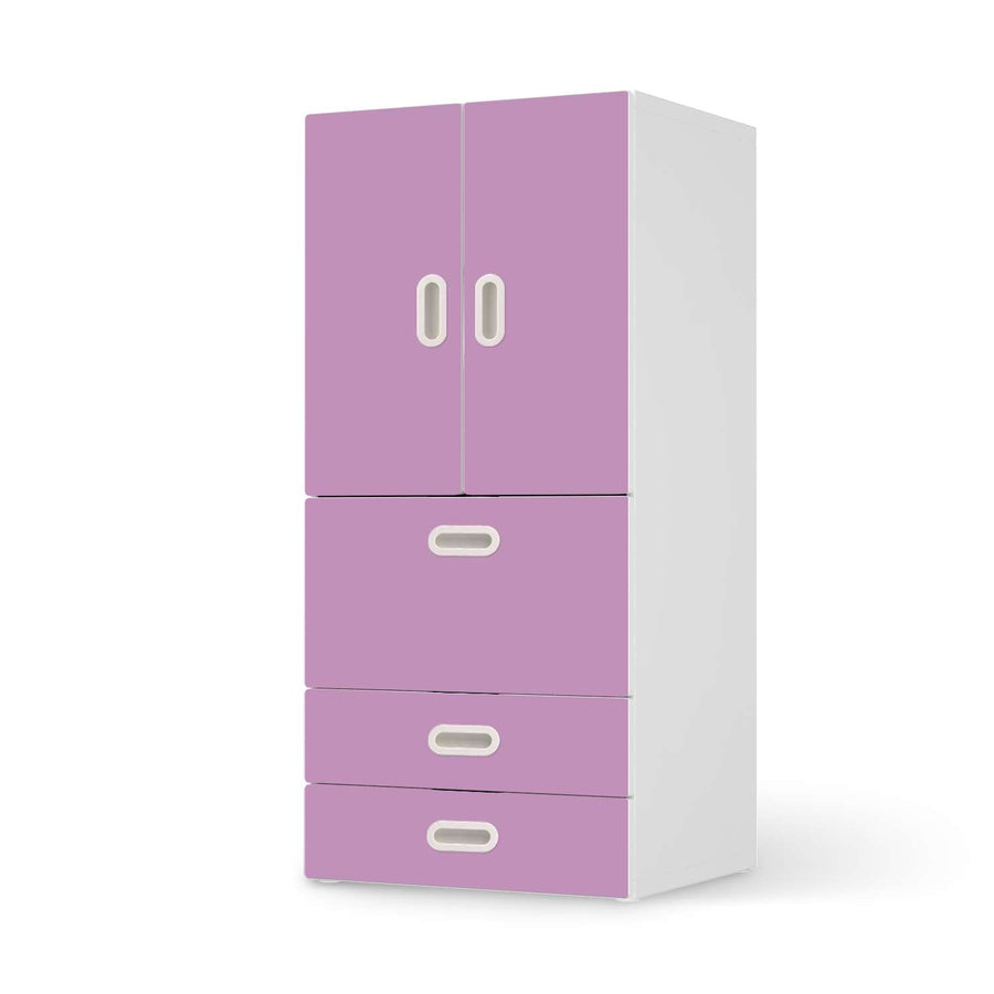 Möbelfolie Flieder Light - IKEA Stuva / Fritids kombiniert - 3 Schubladen und 2 kleine Türen  - weiss