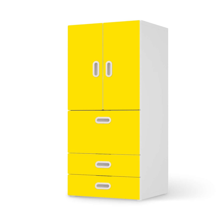 Möbelfolie Gelb Dark - IKEA Stuva / Fritids kombiniert - 3 Schubladen und 2 kleine Türen  - weiss