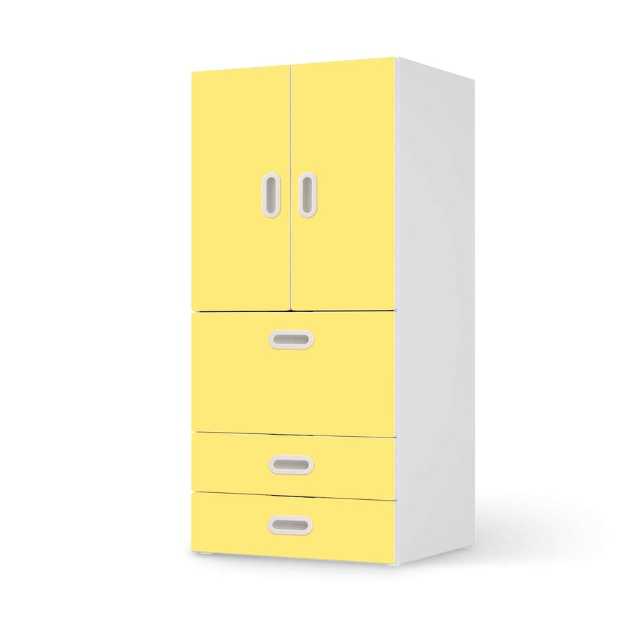 Möbelfolie Gelb Light - IKEA Stuva / Fritids kombiniert - 3 Schubladen und 2 kleine Türen  - weiss