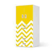 Möbelfolie Gelbe Zacken - IKEA Stuva / Fritids kombiniert - 3 Schubladen und 2 kleine Türen  - weiss